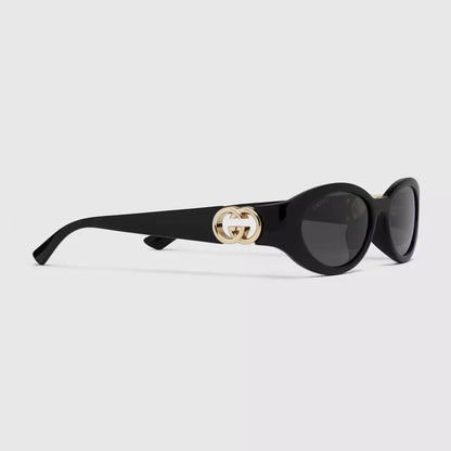 Occhiali da sole Gucci con montatura ovale - Nero