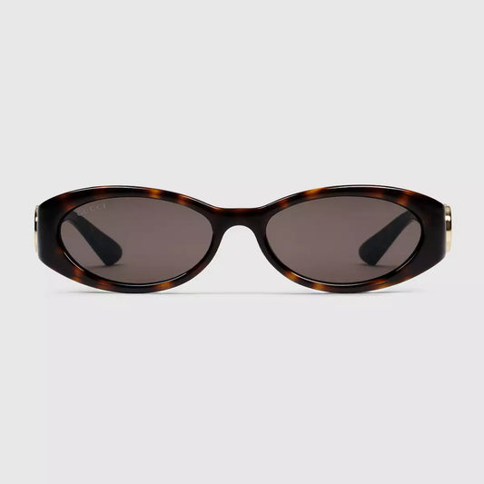 Occhiali da sole Gucci con montatura ovale - Guscio tartaruga