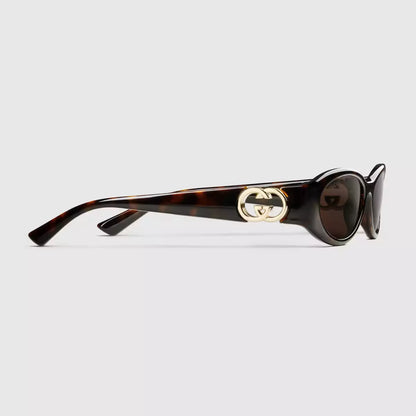 Occhiali da sole Gucci con montatura ovale - Guscio tartaruga