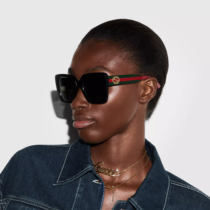 Occhiali da sole Gucci con montatura quadrata - Nero