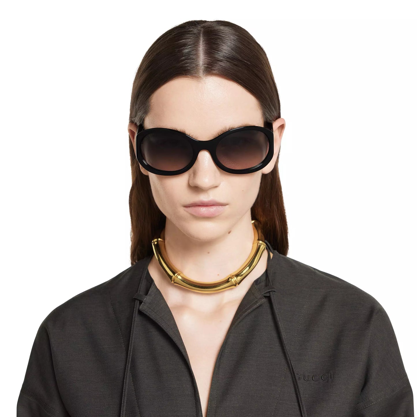 Occhiali da sole Gucci con montatura rotonda - Nero