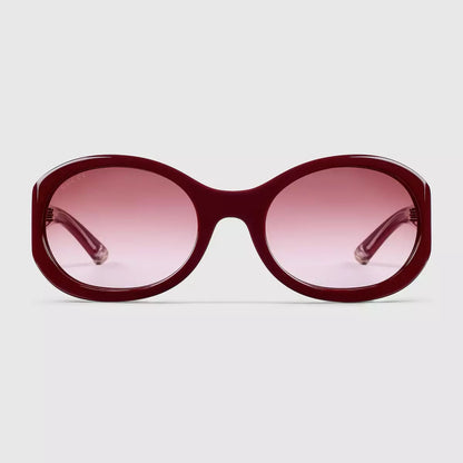 Occhiali da sole Gucci con montatura rotonda - Rosso ancora rosso