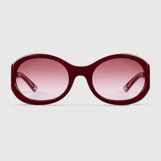 Occhiali da sole Gucci con montatura rotonda - Rosso ancora rosso